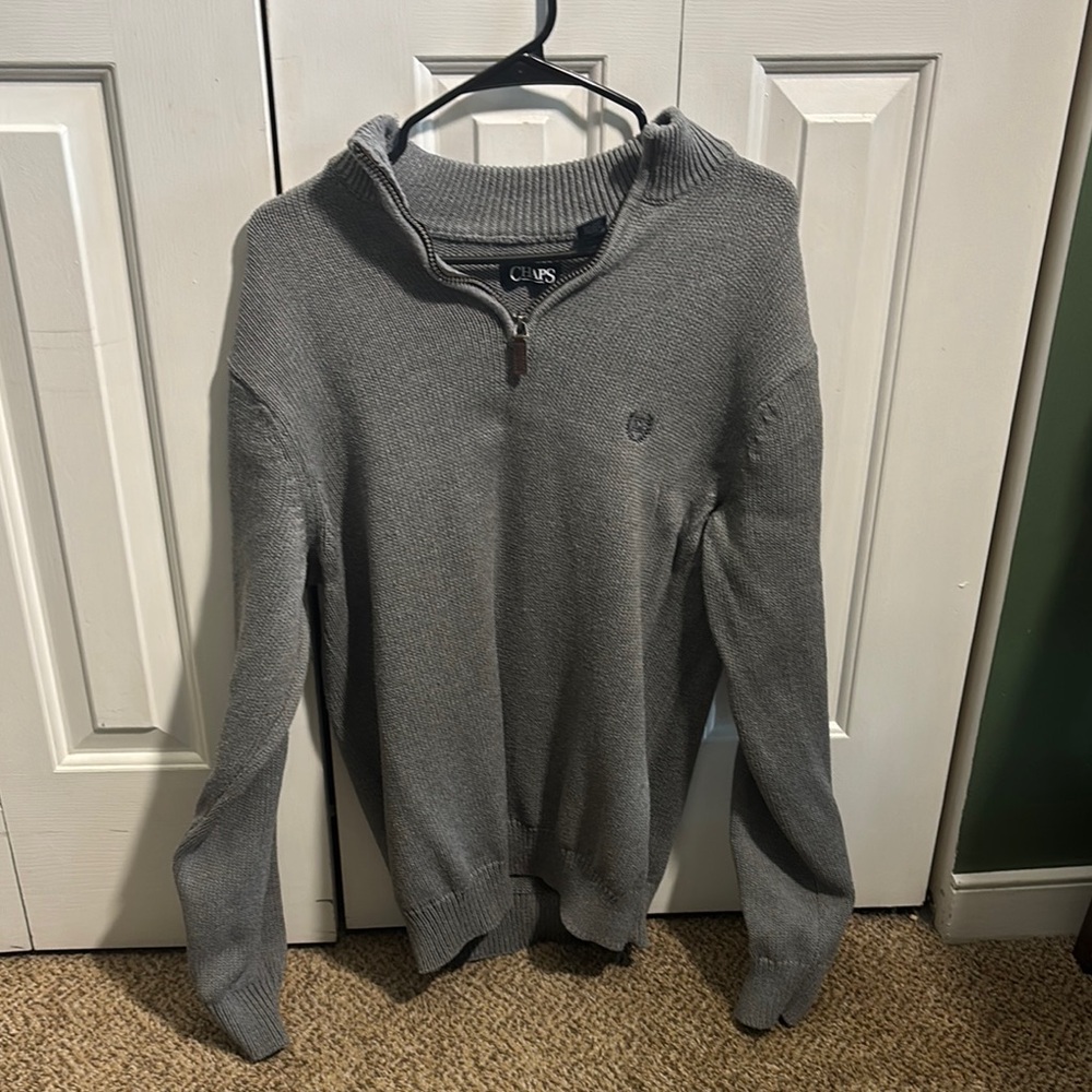Chaps Men's Zip Up Gray Sweater